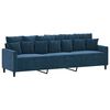 vidaXL Canapea cu 3 locuri și taburet, albastru, 210 cm, catifea