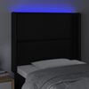 vidaXL Tăblie de pat cu LED, negru, 83x16x118/128 cm, piele ecologică