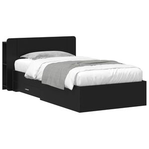 vidaXL Cadru de pat cu depozitare Negru 75 x 190 cm Lemn prelucrat