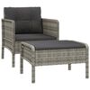 vidaXL Set mobilier de grădină cu perne, 2 piese, gri, poliratan