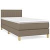 vidaXL Pat box spring cu saltea, gri taupe, 90x190 cm, textil