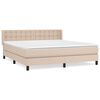 vidaXL Pat box spring cu saltea, cappuccino, 160x200cm piele ecologică