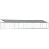 vidaXL Cușcă c&acirc;ini cu acoperiș și ușă, gri, 10x2x2 m, oțel galvanizat