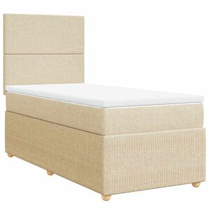 vidaXL Pat box spring cu saltea, crem, 80x200 cm, textil