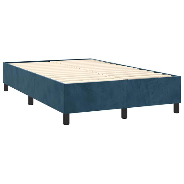 vidaXL Pat box spring cu saltea, albastru &icirc;nchis, 120x200 cm, catifea