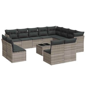 vidaXL Set canapele de grădină cu perne, 13piese gri deschis poliratan