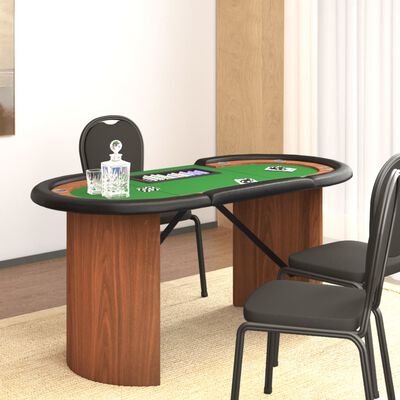 vidaXL Masă de poker 10 jucători, tavă jetoane, verde, 160x80x75 cm