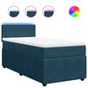 vidaXL Pat box spring cu saltea, albastru, 90x190 cm, catifea