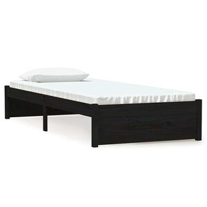 vidaXL Cadru de pat mic single, negru, 75x190 cm, lemn masiv