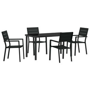 vidaXL Set de masă pentru grădină 5 pcs Negru