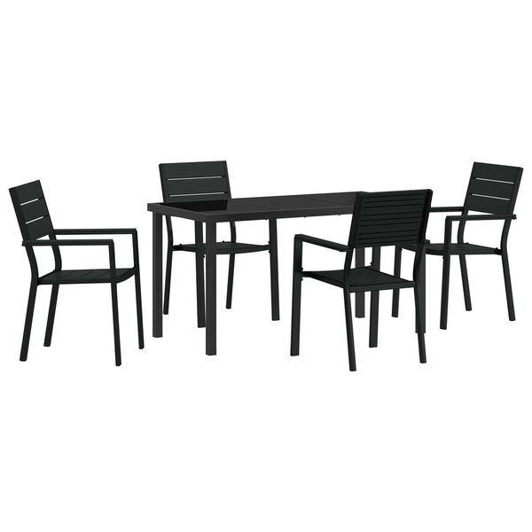 vidaXL Set de masă pentru grădină 5 pcs Negru