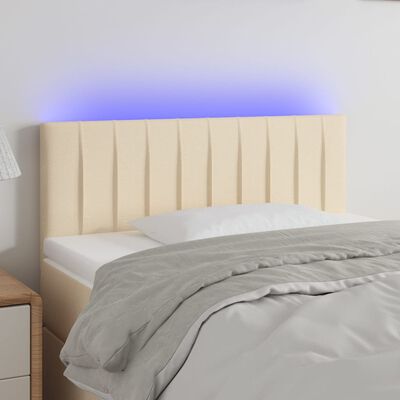 vidaXL Tăblie de pat cu LED, crem, 80x5x78/88 cm, textil