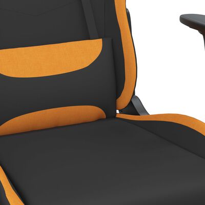 vidaXL Scaun de gaming cu suport picioare, negru și oranj, textil