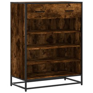 vidaXL Pantofar, stejar fumuriu, 75x38x97,5 cm, lemn prelucrat/metal
