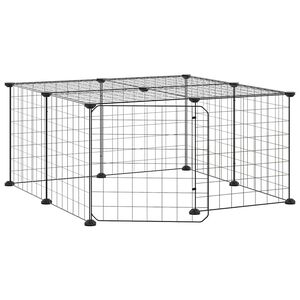 vidaXL Cușcă animale de companie cu ușă 12 panouri negru 35x35 cm oțel