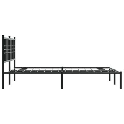vidaXL Cadru de pat metalic cu tăblie, negru, 135x190 cm