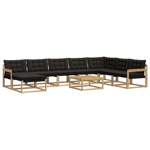 vidaXL Set de canapele de exterior 9 buc. Alb și negru
