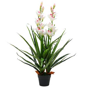 vidaXL Plantă artificială Orhidee Cymbidium cu ghiveci 100 cm verde