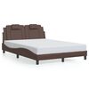 vidaXL Cadru de pat, Viana, fără saltea, maro, 140x190 cm, piele ecologică