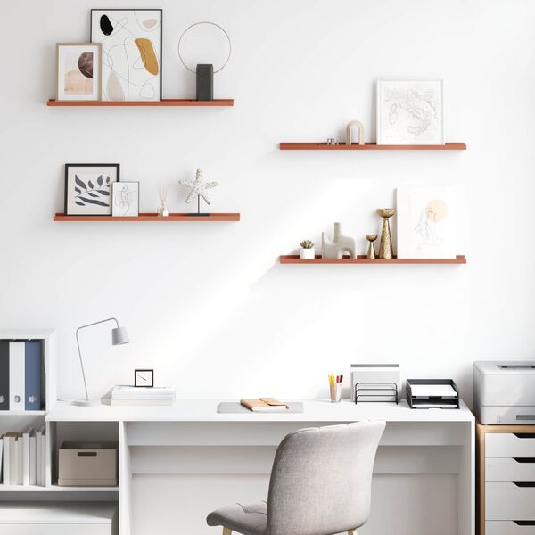 vidaXL Raft de perete cu raft 4 pcs Roșu 80 x 9 x 3 cm Lemn compozit