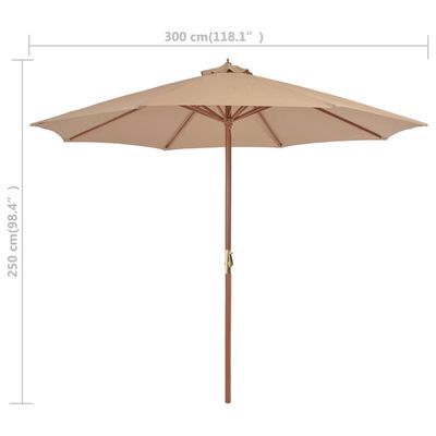 vidaXL Umbrelă soare de exterior, stâlp metalic, 300 cm, gri taupe