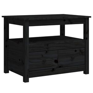 vidaXL Măsuță de cafea, negru, 71x49x55 cm, lemn masiv de pin