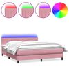 vidaXL Pat cu arcuri cu saltea și LED, roz, 180x210 cm, catifea