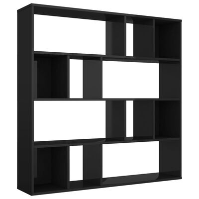 vidaXL Bibliotecă/Separator cameră negru extralucios 110x24x110 cm PAL