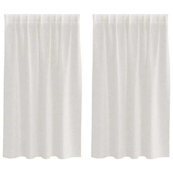 vidaXL Cortină din Voile cu perdele 2 pcs Crem 140 x 140 cm Poliester