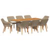 vidaXL Set de masă pentru grădină cu pernă 9 pcs Bej poliratan