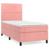 vidaXL Pat box spring cu saltea, roz, 80x200 cm, catifea