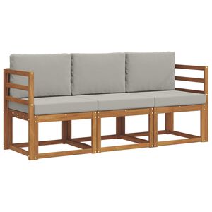 vidaXL Set de canapele de exterior 3 pcs Gri natural și deschis