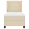 vidaXL Pat cu arcuri cu saltea cu headboard Crem 90 x 190 cm țesătură