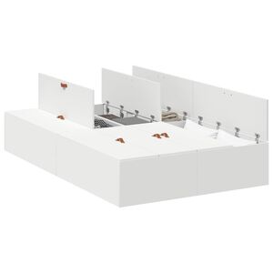 vidaXL Cadru de pat cu depozitare Alb 120 x 200 cm Lemn compozit