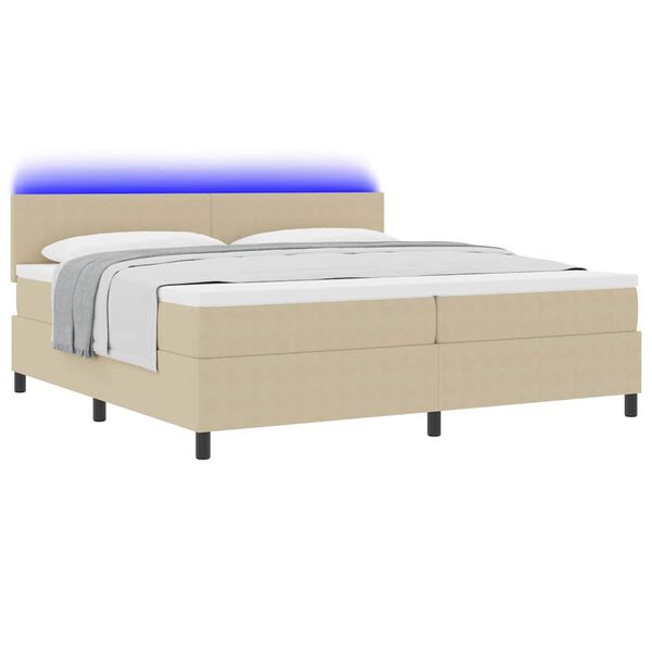 vidaXL Pat cu arc LED cu headboard Gri deschis și alb. 200 x 200 cm