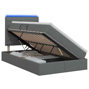 vidaXL Pat cu LED și saltea Gri &icirc;nchis 120 x 200 cm Țesătură
