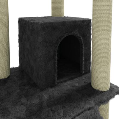 vidaXL Ansamblu pisici cu stâlpi din funie de sisal, gri închis,155 cm