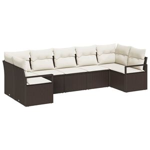 vidaXL Set de canapea 7 buc. Maro poliratan