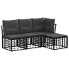 vidaXL Set de canapele de exterior Negru Poliester