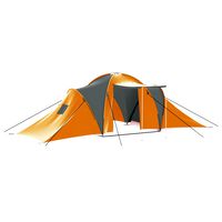 vidaXL Cort camping, 9 persoane, gri și portocaliu, material textil