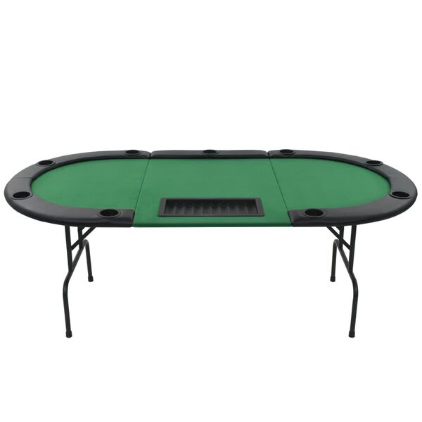 vidaXL Masă de poker pliabilă &icirc;n 3, pentru 9 jucători, oval, Verde
