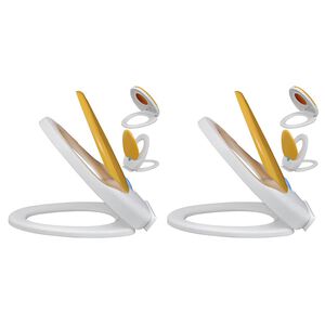 vidaXL Capace WC &icirc;nchidere silențioasă, 2 buc., alb & galben, plastic