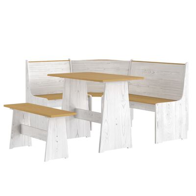 vidaXL Set mobilier bucătărie, 3 piese, maro miere&alb, lemn masiv pin