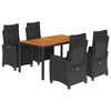 vidaXL Set mobilier de grădină cu perne, 5 piese, negru, poliratan