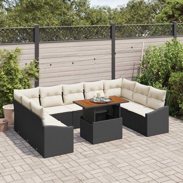vidaXL Set de canapele pentru grădină 10 pcs Negru Rattan poli