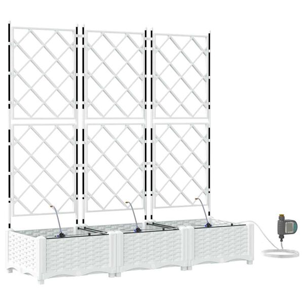 vidaXL Vază pentru Grădină 3 pcs Alb Oțel