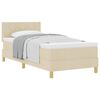 vidaXL Pat cu arcuri cu saltea cu headboard Crem 90 x 200 cm țesătură