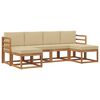 vidaXL Set de canapele de exterior 6 pcs Natural și Bej Lemn compozit