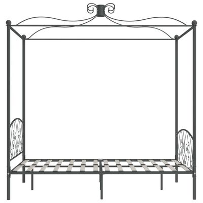 vidaXL Cadru de pat cu baldachin, gri, 140 x 200 cm, metal