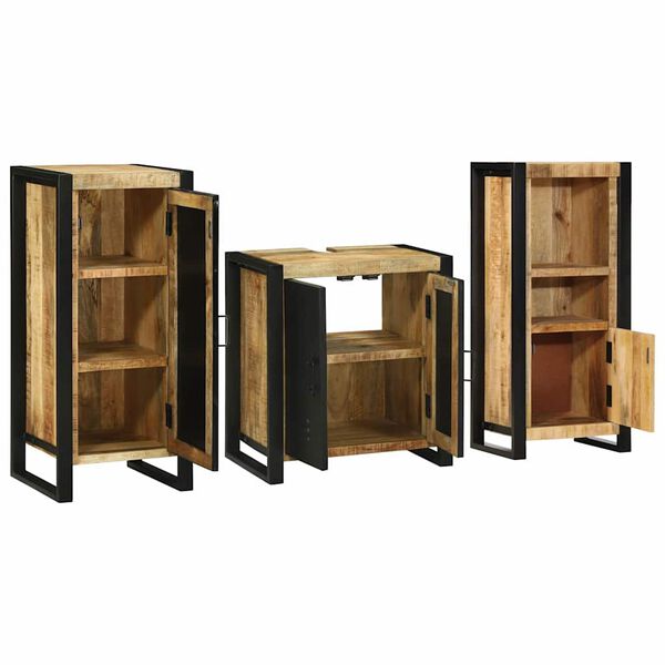 vidaXL Set de mobilier pentru baie 3 pcs Maro Lemn de mango solid